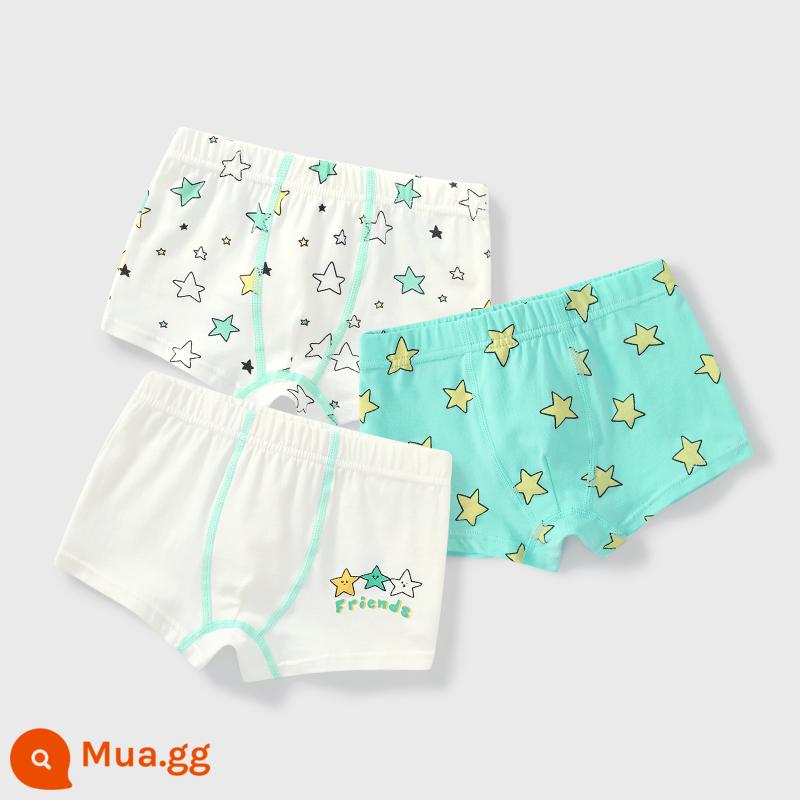 Quần lót bé trai Youbeiyi cotton nguyên chất trẻ em quần boxer trẻ em vừa và lớn quần đùi trẻ em quần bé không kẹp mông - Tổ hợp sao (3 gói)