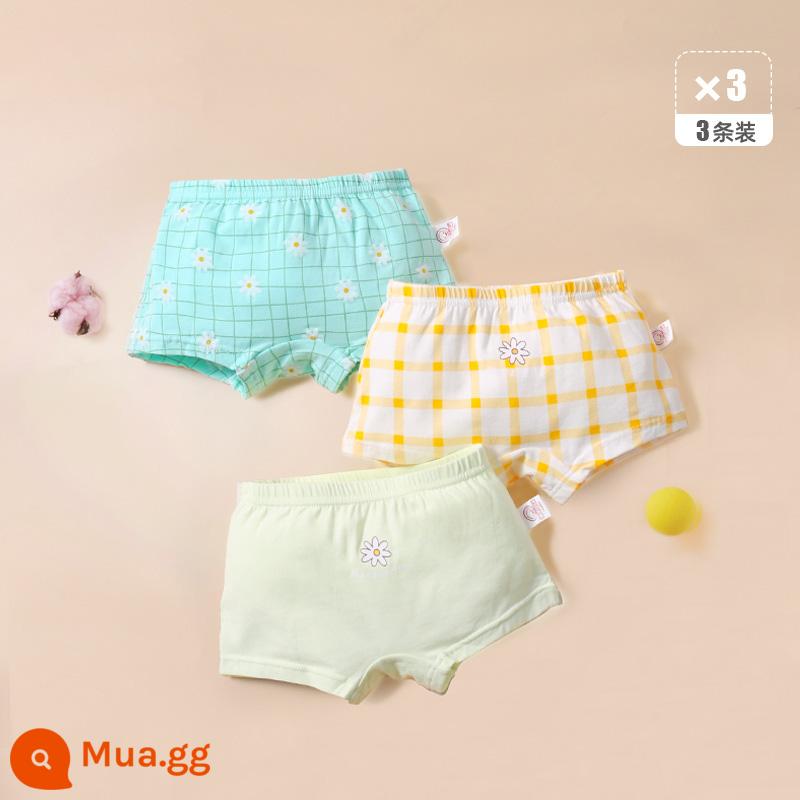 Quần lót trẻ em quần sịp bé gái cotton nguyên chất quần đùi bé gái màu đỏ toàn bộ cotton không kẹp PP quần đùi trẻ em cỡ vừa và lớn 100% - Gói 3 bông hoa nhỏ kết hợp