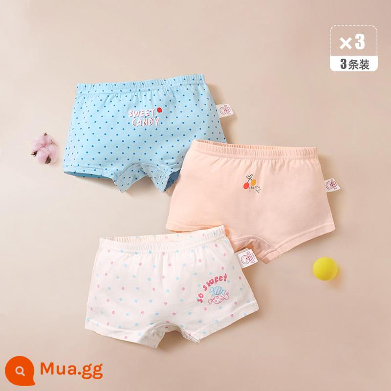 Quần lót trẻ em quần sịp bé gái cotton nguyên chất quần đùi bé gái màu đỏ toàn bộ cotton không kẹp PP quần đùi trẻ em cỡ vừa và lớn 100% - Kẹo nhỏ kết hợp-3 gói