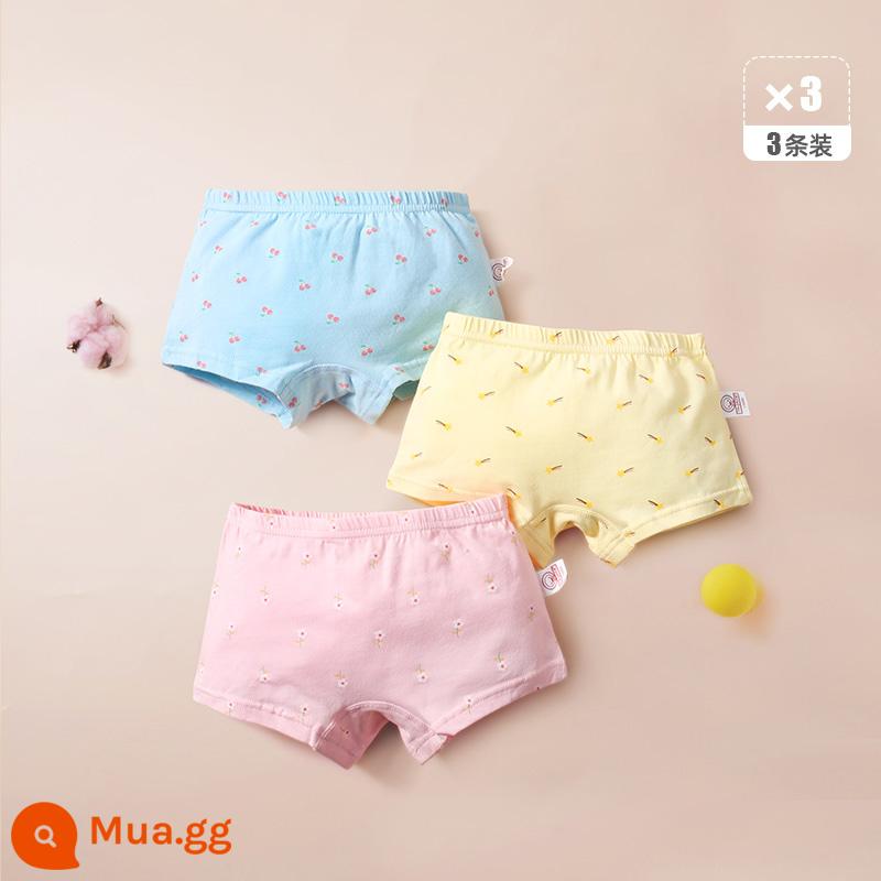 Quần lót trẻ em quần sịp bé gái cotton nguyên chất quần đùi bé gái màu đỏ toàn bộ cotton không kẹp PP quần đùi trẻ em cỡ vừa và lớn 100% - Gói kết hợp anh đào nhỏ-3