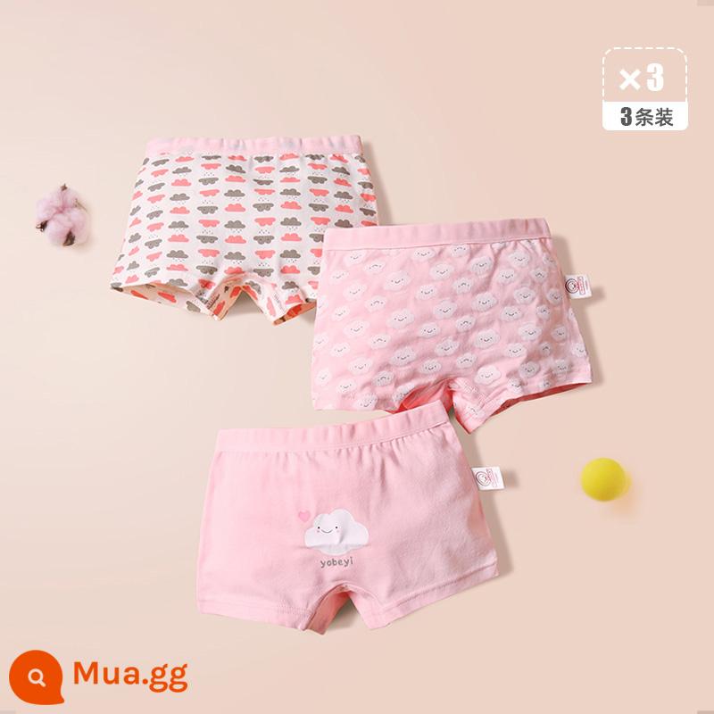 Quần lót trẻ em quần sịp bé gái cotton nguyên chất quần đùi bé gái màu đỏ toàn bộ cotton không kẹp PP quần đùi trẻ em cỡ vừa và lớn 100% - Bột đám mây kết hợp-3 gói