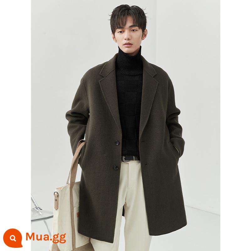 Áo khoác len hai mặt nam dáng dài phiên bản 22 mùa đông Hàn Quốc dáng rộng chất liệu len dày không cashmere cao cấp - Màu xanh ngọc lam (đơn ngực)