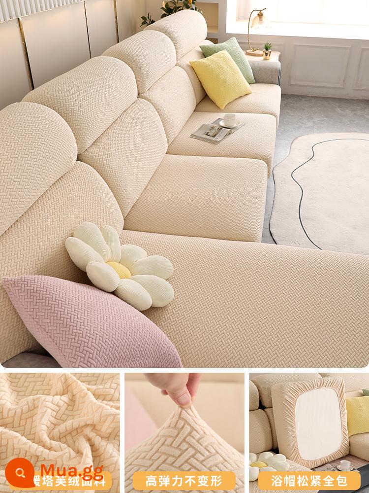 Chống Mèo Xước Ghế Sofa Dày Bao Gồm Tất Cả Đa Năng Mà Không Cần Đo Đa Năng Ghế Sofa Đệm Không Khí Cảm Giác Co Giãn bao Da - Taffeta-linen trắng [bán hàng trực tiếp từ thương hiệu, hậu mãi không cần lo lắng]