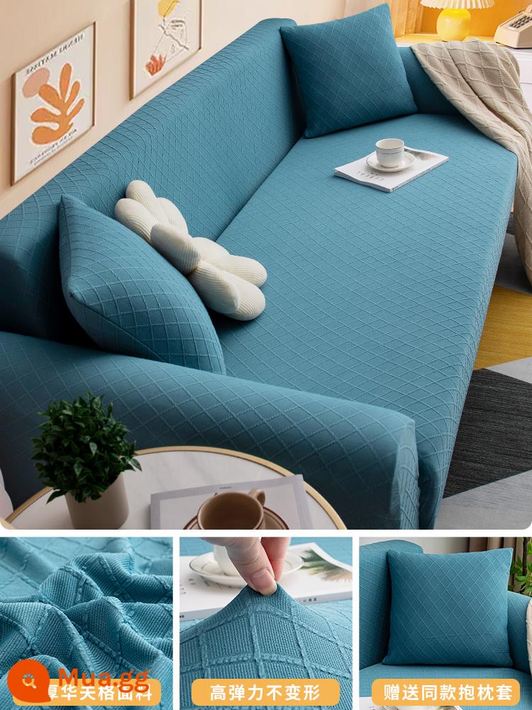 Ghế Sofa Tất Cả Trong Một Mới Đơn Giản Chống Mèo Xước Sofa Bảo Vệ Đa Năng Đa Năng Sofa Thun Bao - Waffle-Sunny Mountain Blue [Đi kèm với vỏ gối và lớp áo gối cùng kiểu dáng]