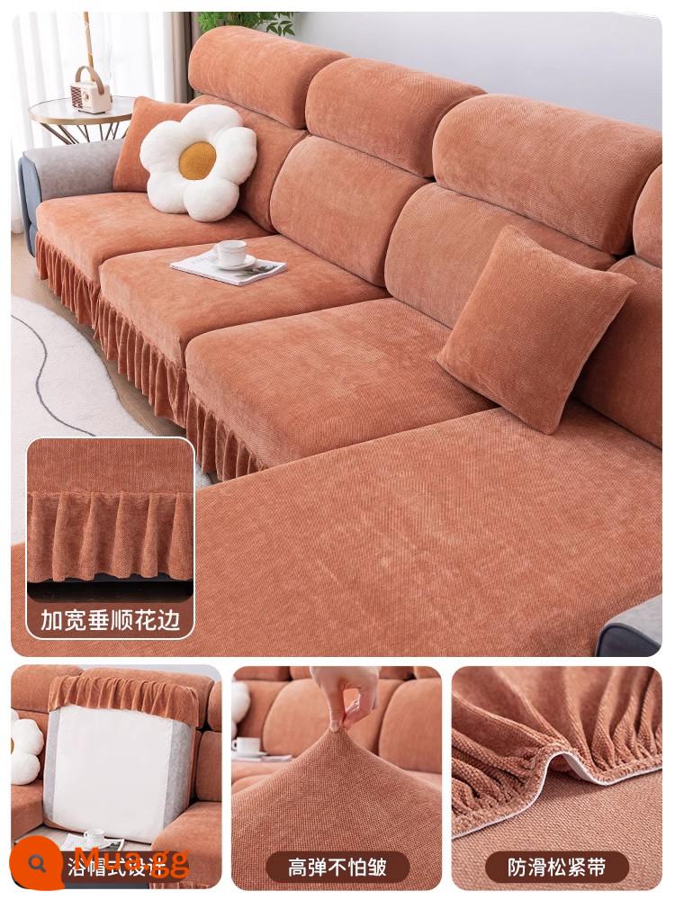 Vỏ bọc ghế sofa đa năng bao gồm tất cả các mùa váy mới đơn giản đàn hồi vải chống trượt sofa vải che bụi - Váy Chenille - Cam Vitality