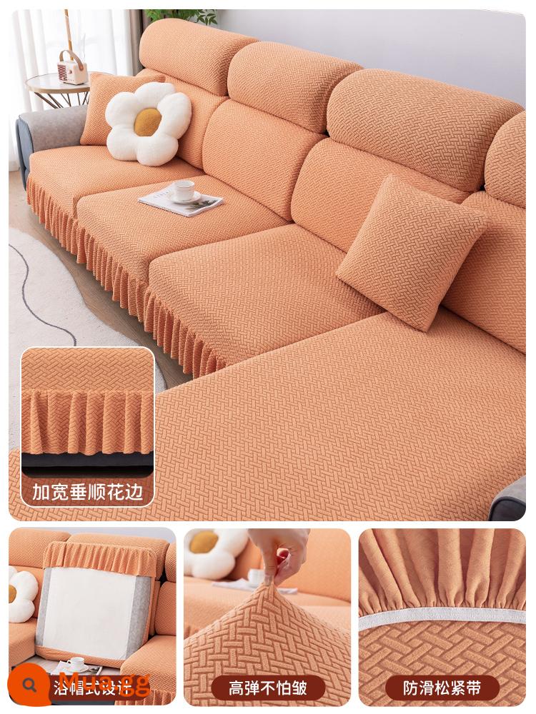 Vỏ bọc ghế sofa đa năng bao gồm tất cả các mùa váy mới đơn giản đàn hồi vải chống trượt sofa vải che bụi - Váy lông cừu cực - Cam Vitality