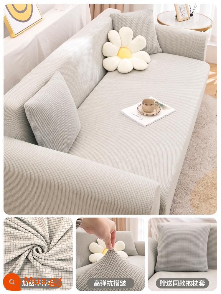 Ghế Sofa 1 Bao Gồm Tất Cả Đa Năng Mùa Đông Làm Dày 2022 Mới Đơn Giản Thun Lười Bọc Sofa Vải - Bình minh - xám nhạt