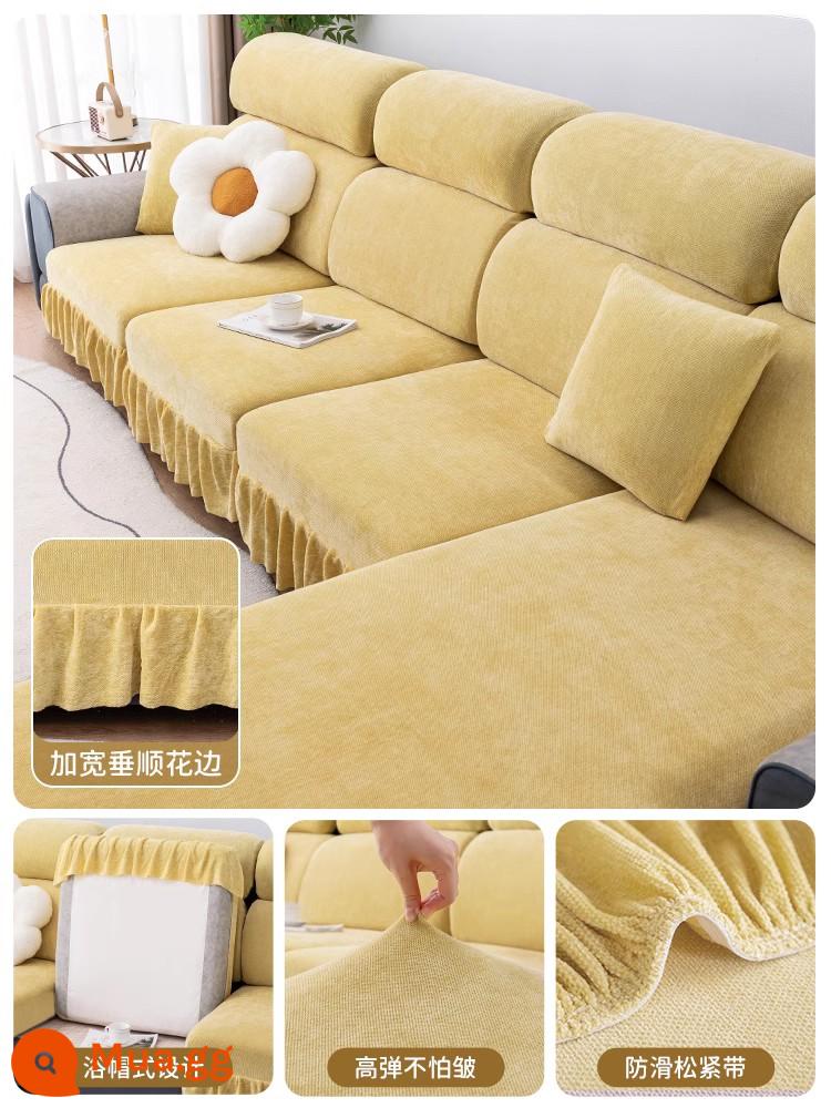 Vỏ bọc ghế sofa đa năng bao gồm tất cả các mùa váy mới đơn giản đàn hồi vải chống trượt sofa vải che bụi - Váy Chenille - vàng chanh