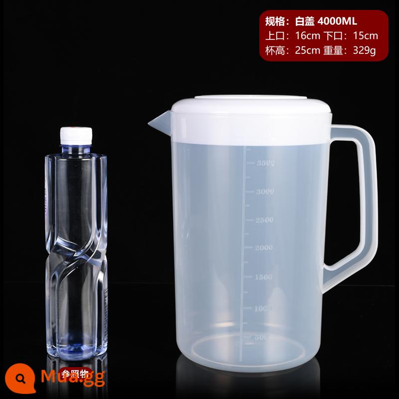 Cốc đo lường có quy mô nướng dung tích lớn thùng đo nhựa cấp thực phẩm 1000ml5000ml che cửa hàng trà sữa thương mại - Nắp trắng 4000ml