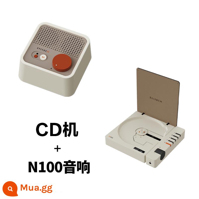 Syitren Satalin CD Inserter R300 Retro Bluetooth chất lượng cao nghe album máy CD nguyên chất di động - Loa Trắng Retro + N100