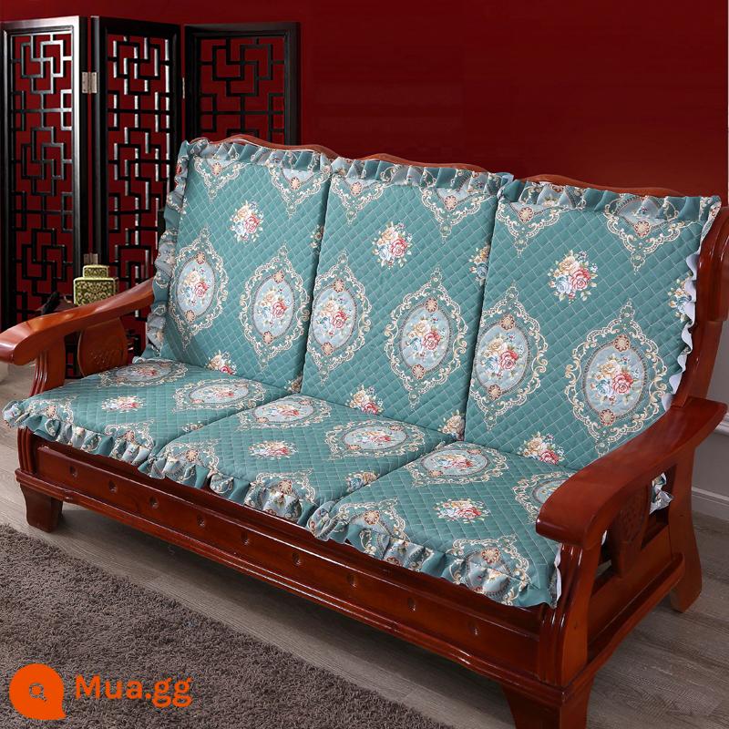 Sofa gỗ đệm có tựa lưng đệm ghế gỗ đệm một mảnh gỗ gụ thoáng mát đệm ghế dày đệm mùa đông - Giỏ hoa trong gương