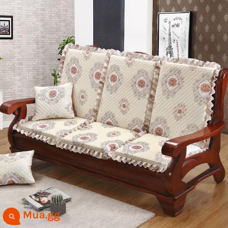 Sofa gỗ đệm có tựa lưng đệm ghế gỗ đệm một mảnh gỗ gụ thoáng mát đệm ghế dày đệm mùa đông - Hoa huệ màu vàng chanh-be