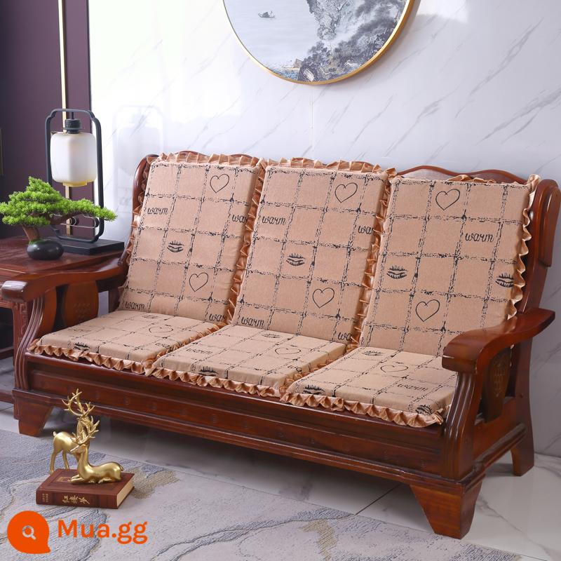 Sofa gỗ đệm có tựa lưng đệm ghế gỗ đệm một mảnh gỗ gụ thoáng mát đệm ghế dày đệm mùa đông - Bàn cờ tình yêu-kaki