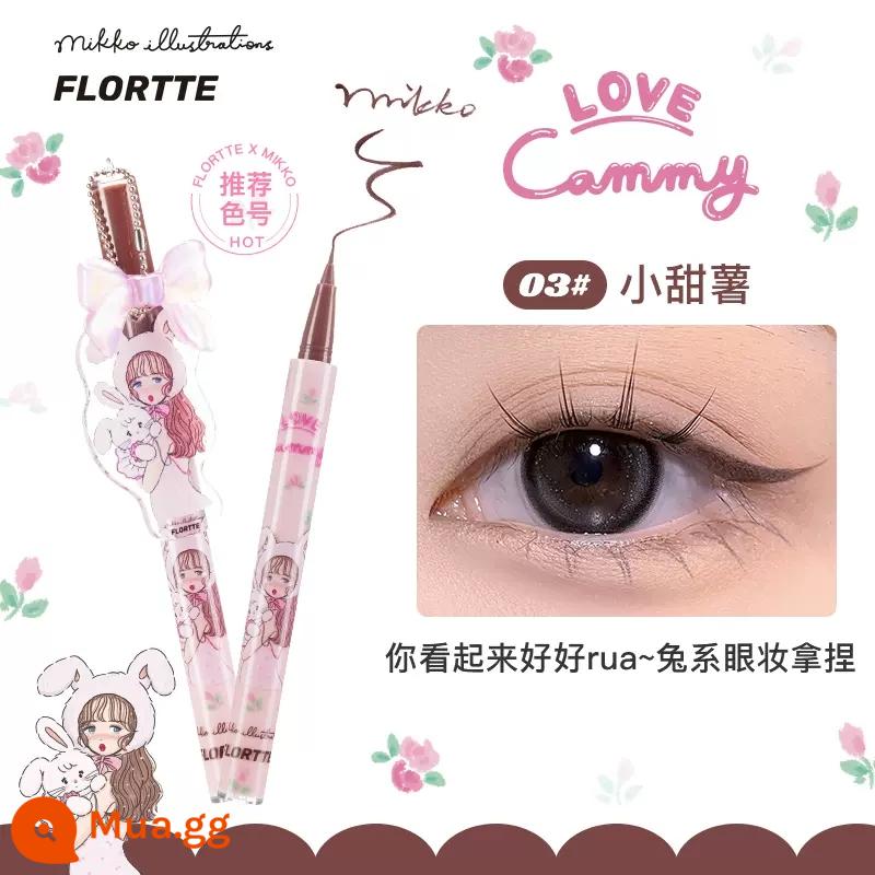 FLORTTE Flower Loria Nằm Tằm Bút 04 Hoa Rơi Leah Bút Kẻ Mắt Cực Mịn Xuống Đường Viền Bút Keo Bóng - Vàng tươi