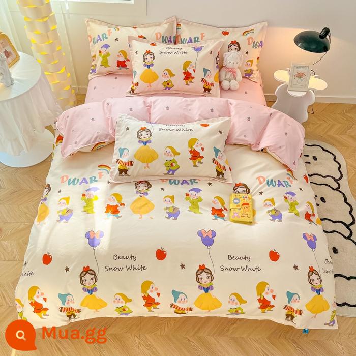 Lựa chọn Nanfeng [Ủy quyền chính hãng] Disney Youcai Cotton Home Bed Ký túc xá bốn mảnh Bộ phim hoạt hình ba mảnh - bạch Tuyết