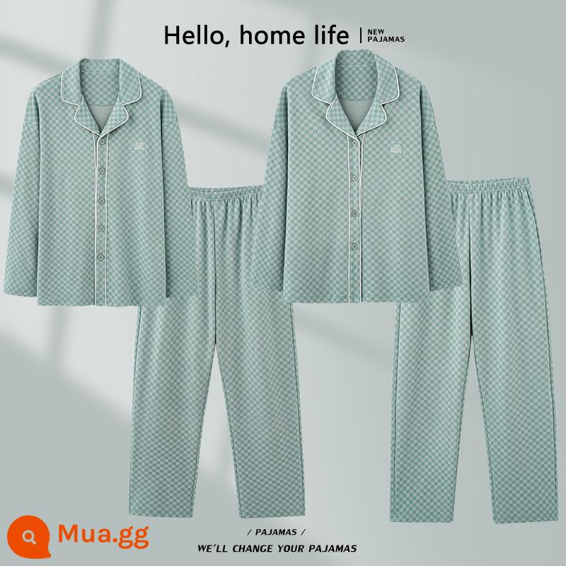 Bộ đồ ngủ Nanjiren Lovers mùa xuân và mùa thu cotton nguyên chất cho nữ 2023 bộ quần áo mặc ở nhà mỏng dài tay mùa xuân và mùa hè cho nam - AM-34795v-34796