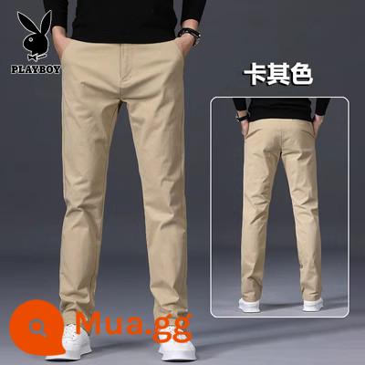 Playboy Mùa Thu Đông Nguyên Chất Cotton Thẳng Co Giãn Rời Plus Nhung Dày Công Sở Đa Năng Ôm Quần Âu Dành Cho Nam - Khaki [Phong cách mùa hè mỏng] Một mảnh