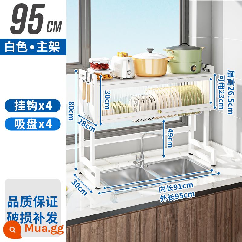 Bồn rửa nhà bếp, máy tính bảng kính viễn vọng kính thiên văn - Model cố định [95cm trắng] 4 móc + khung chính tiêu chuẩn