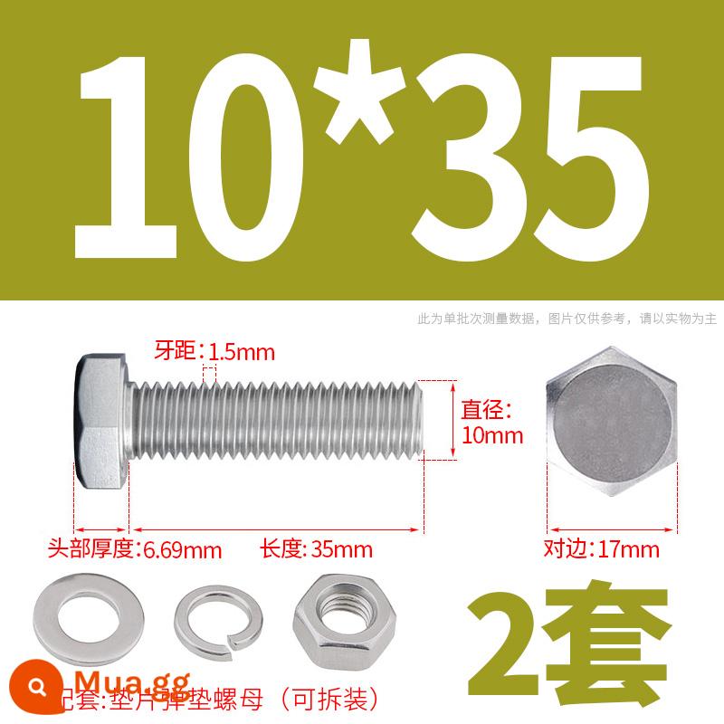 Bộ ốc vít và đai ốc lục giác bên ngoài bằng thép không gỉ 304 Bộ bu lông và ốc vít mở rộng M4M5M6M8M10M12 - M10*35(2 bộ)