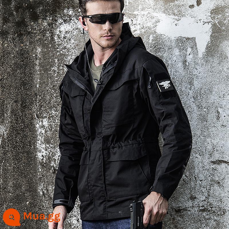 Phóng viên lớp phủ chiến thuật kiểu Mỹ M65 Windbreaker Men's Autumn and Winter ngoài trời Ngụy trang Không thấm nước Lực lượng đặc biệt - Áo khoác màu đen)