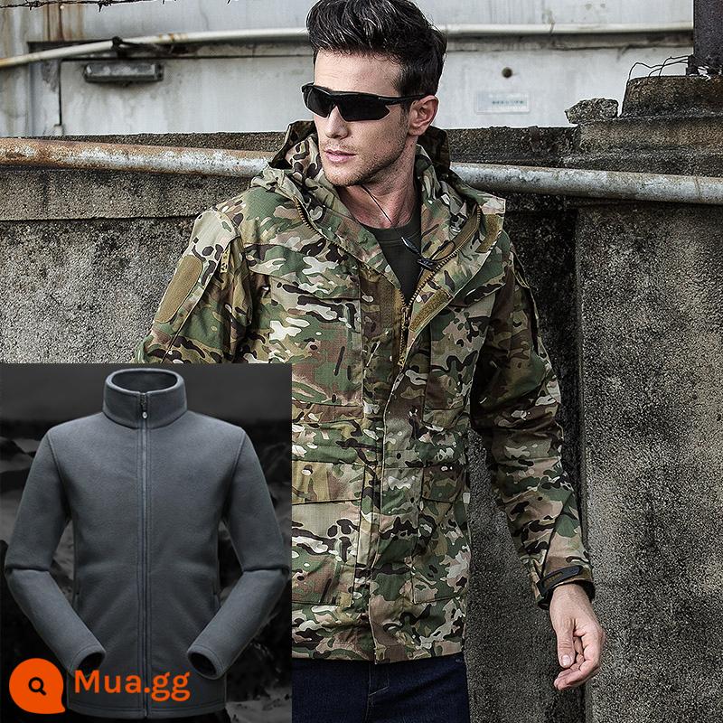 Phóng viên lớp phủ chiến thuật kiểu Mỹ M65 Windbreaker Men's Autumn and Winter ngoài trời Ngụy trang Không thấm nước Lực lượng đặc biệt - MC ngụy trang (áo khoác + lót)