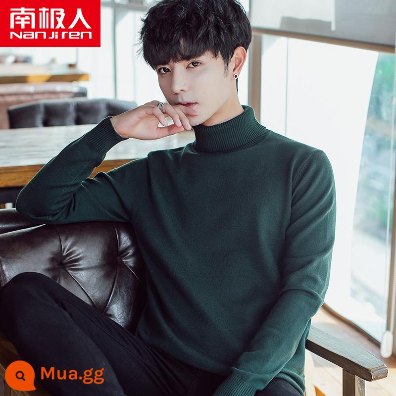 Áo len cao cổ lông cừu nam mùa đông mới lớp bên trong dày bán đan đáy áo len quần áo len không có cashmere - Xanh 8783 [áo cổ lọ dày]