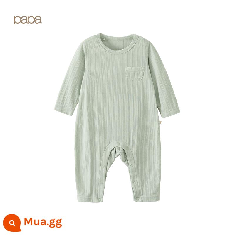 [QQ Cotton] Papa leo mùa xuân mới dành cho nam và nữ túi trẻ em áo liền quần tập bò cho bé sơ sinh ở nhà - màu xanh lợt