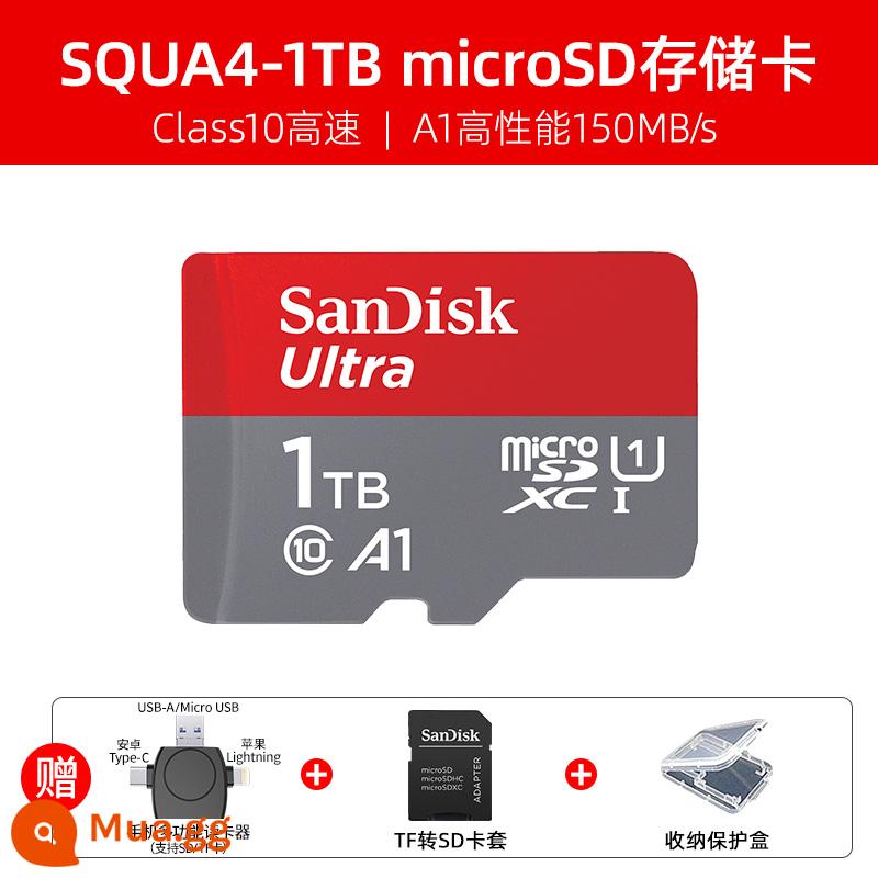 Thẻ nhớ SanDisk1t thẻ tf thẻ nhớ 1tb thẻ nhớ microsd tốc độ cao chuyển đổi thẻ nhớ điện thoại di động thẻ sd 2t - Đầu đọc thẻ đa năng điện thoại di động SQUA4-1TB+