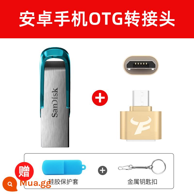 SanDisk U disk 64g flash tốc độ cao USB3.0 CZ73 64GUSB ổ đĩa flash kim loại mã hóa tùy chỉnh chữ xe hơi 64g - CZ73-64GB Bộ chuyển đổi điện thoại di động + màu xanh lam