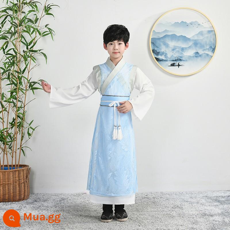 61 trẻ em Hanfu quần áo biểu diễn văn hóa Trung Quốc cuốn sách trang phục cổ đại nam sinh và học sinh tiểu học phong cách dân tộc quần áo khiêu vũ cổ điển nữ Xia Xian - Bộ đồ Hanfu bé trai Lá phong