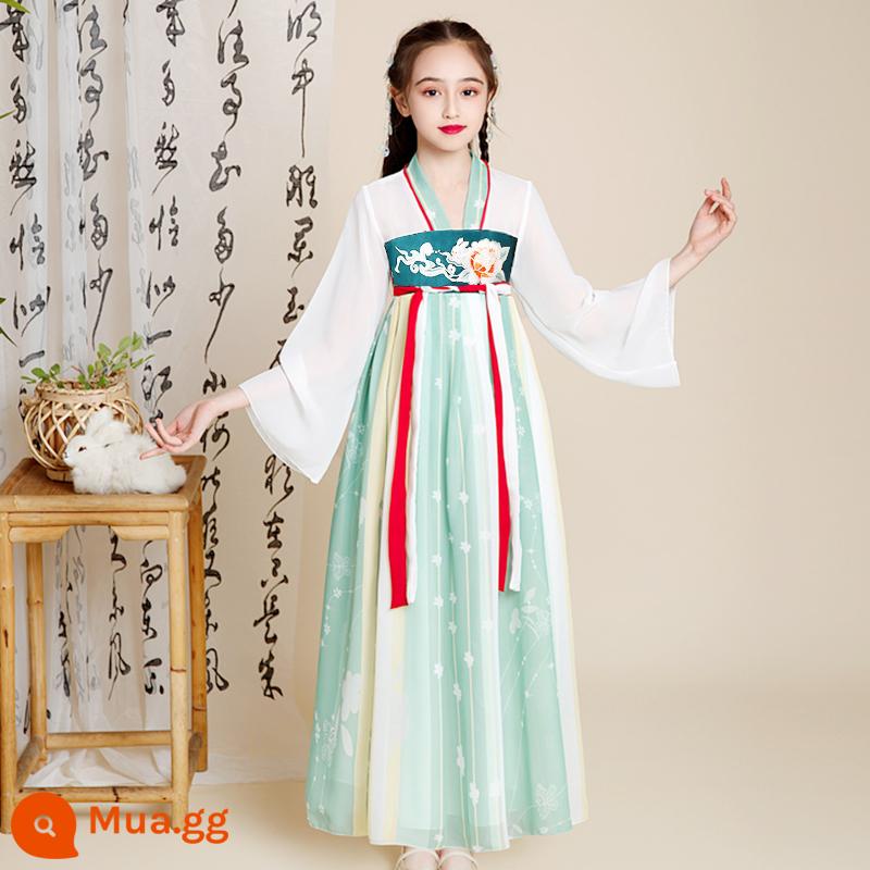 61 trẻ em Hanfu quần áo biểu diễn văn hóa Trung Quốc cuốn sách trang phục cổ đại nam sinh và học sinh tiểu học phong cách dân tộc quần áo khiêu vũ cổ điển nữ Xia Xian - Xiao Cheng Yao Hanfu + mũ đội đầu miễn phí + lông mày + thắt lưng