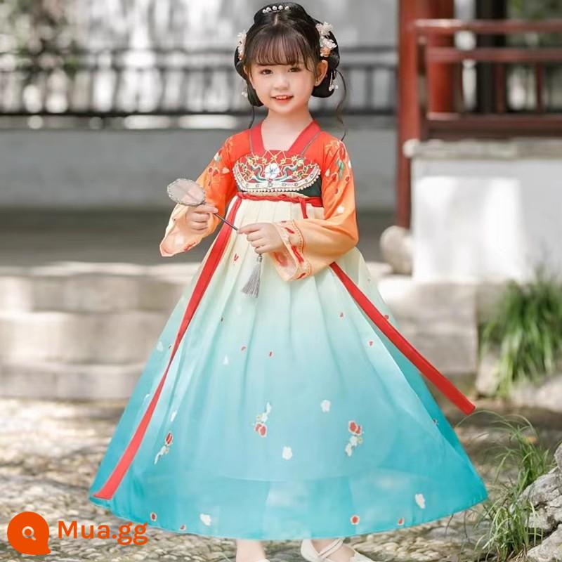 61 trẻ em Hanfu quần áo biểu diễn văn hóa Trung Quốc cuốn sách trang phục cổ đại nam sinh và học sinh tiểu học phong cách dân tộc quần áo khiêu vũ cổ điển nữ Xia Xian - Hanfu trang điểm màu đỏ, mũ miễn phí + trung tâm lông mày + thắt lưng + giày thêu