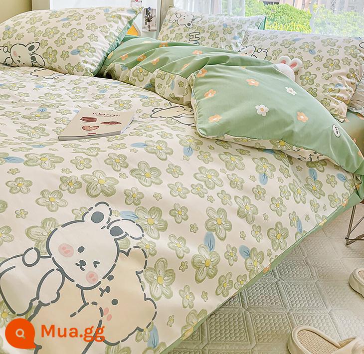 Bộ 4 Cotton Nguyên Chất 100 Bộ Chăn Ga Giường Vỏ Chăn Mùa Hè 3 Học Sinh 4 Ký Túc Xá Giường Đơn 3 Bộ - Xuân Hoa