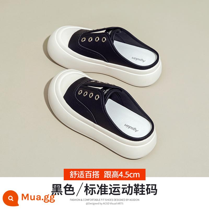 Bao Đầu Bán Dép Mùa Hè Nữ Xông Hơi Giày Slip On 2023 Áo Khoác Ngoài Phong Cách Mới Đế Mềm Lưới Đỏ Đáy Dày Giày Trắng Nhỏ - 132129 màu đen