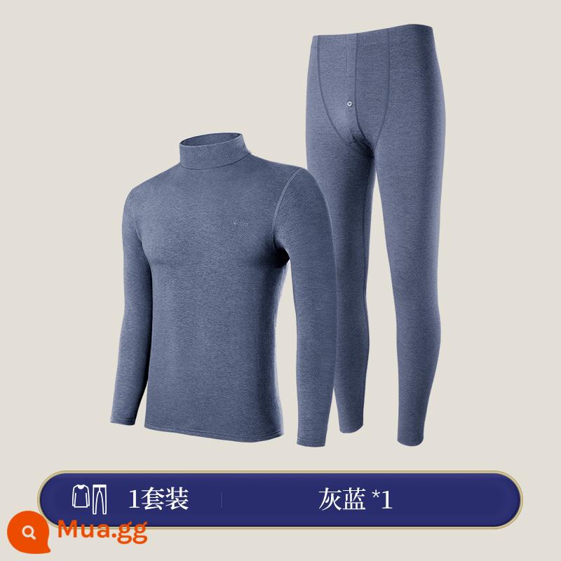 Goldlion sưởi ấm quần áo nam Plus nhung dày mùa đông với cashmere de nhung nhiệt độ không đổi chống lạnh quần áo mùa thu - Cổ áo giữa - xám xanh [bao gồm cả cashmere và cashmere dày]