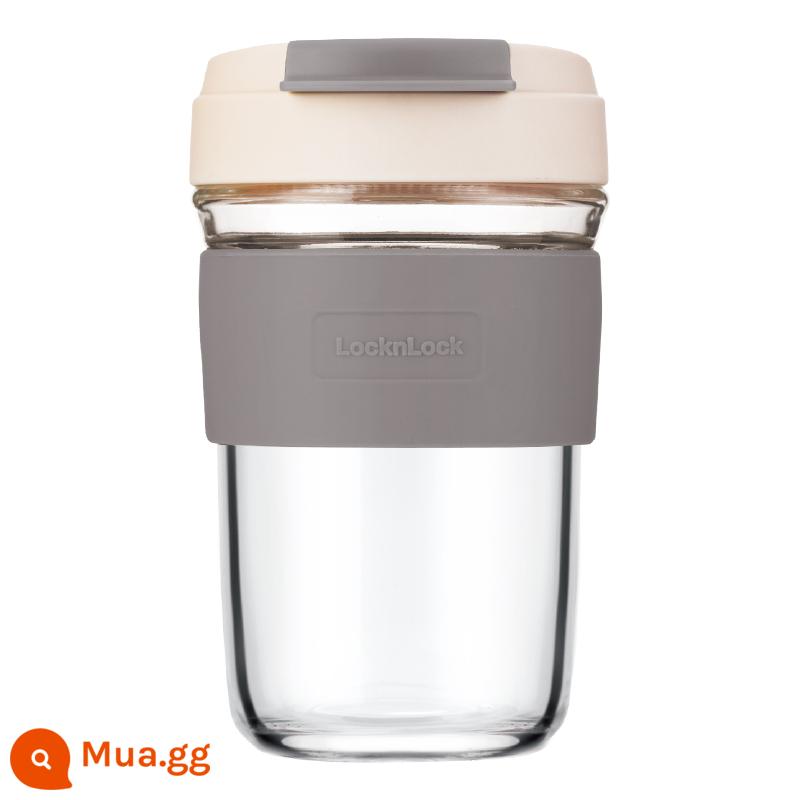 Lock&Lock Soda Cup Cốc Nước Thủy Tinh Bé Gái Di Động Cà Phê Có Nắp Văn Phòng Đơn Giản Nam Giá Trị Cao - [460mL][Miệng uống trực tiếp] Màu xám