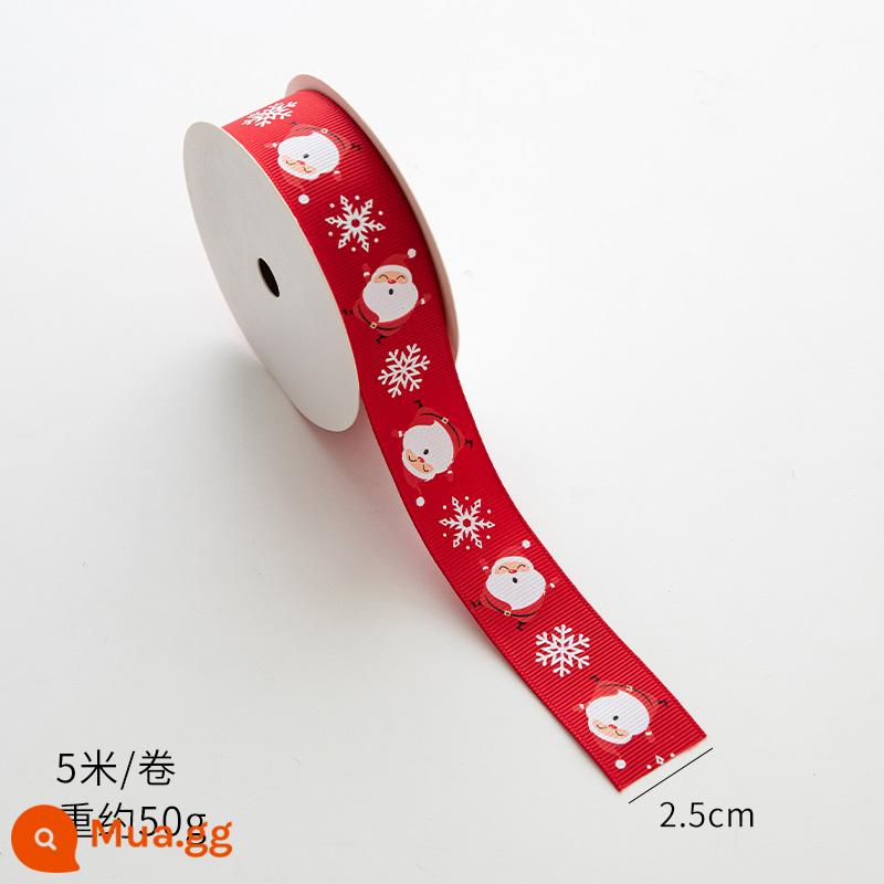 Nuoqi 5m thư Giáng sinh ribbon ribbon diy hộp quà tặng bao bì bowknot nung ruy băng đồ trang trí Giáng sinh - Ông già bông tuyết đỏ 2,5cm