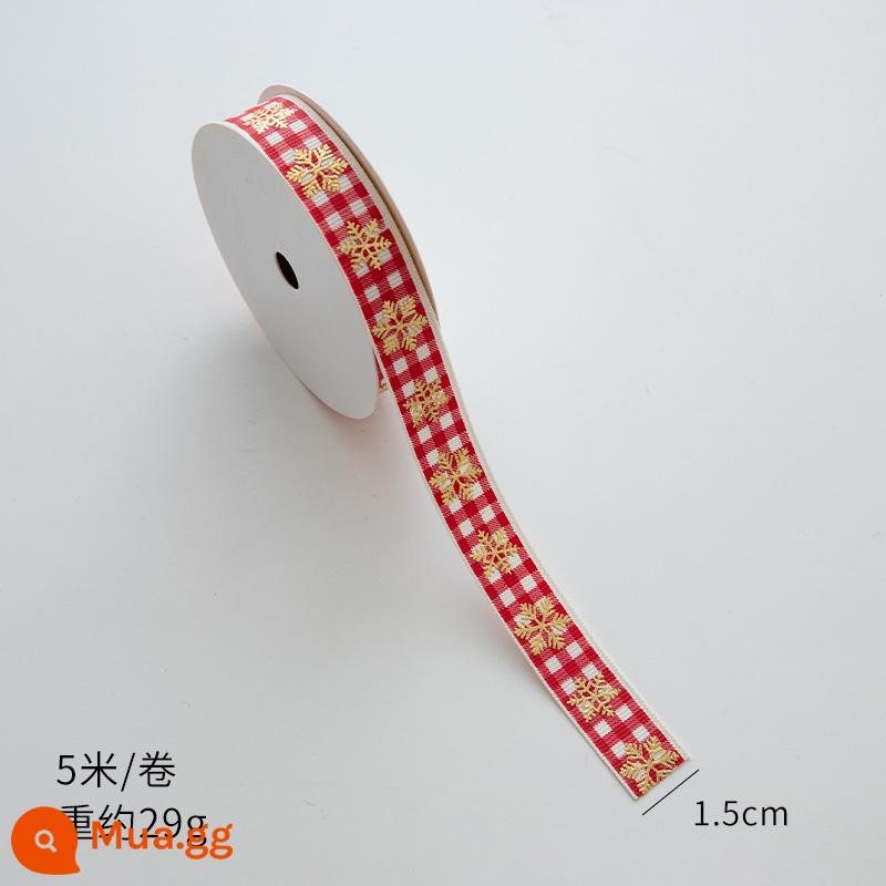 Nuoqi 5m thư Giáng sinh ribbon ribbon diy hộp quà tặng bao bì bowknot nung ruy băng đồ trang trí Giáng sinh - Kẻ sọc hoa văn đỏ trắng 1,5cm