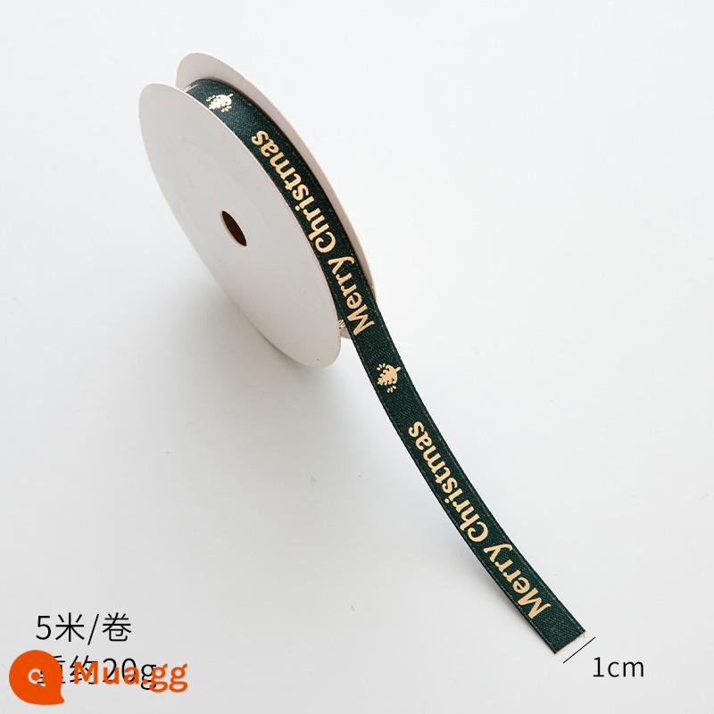 Nuoqi 5m thư Giáng sinh ribbon ribbon diy hộp quà tặng bao bì bowknot nung ruy băng đồ trang trí Giáng sinh - chữ xanh 1cm