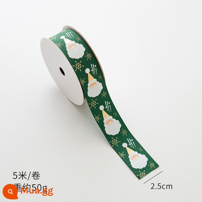 Nuoqi 5m thư Giáng sinh ribbon ribbon diy hộp quà tặng bao bì bowknot nung ruy băng đồ trang trí Giáng sinh - Ông già xanh 2,5cm