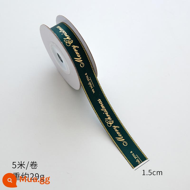 Nuoqi 5m thư Giáng sinh ribbon ribbon diy hộp quà tặng bao bì bowknot nung ruy băng đồ trang trí Giáng sinh - Chữ xanh 1,5 cm