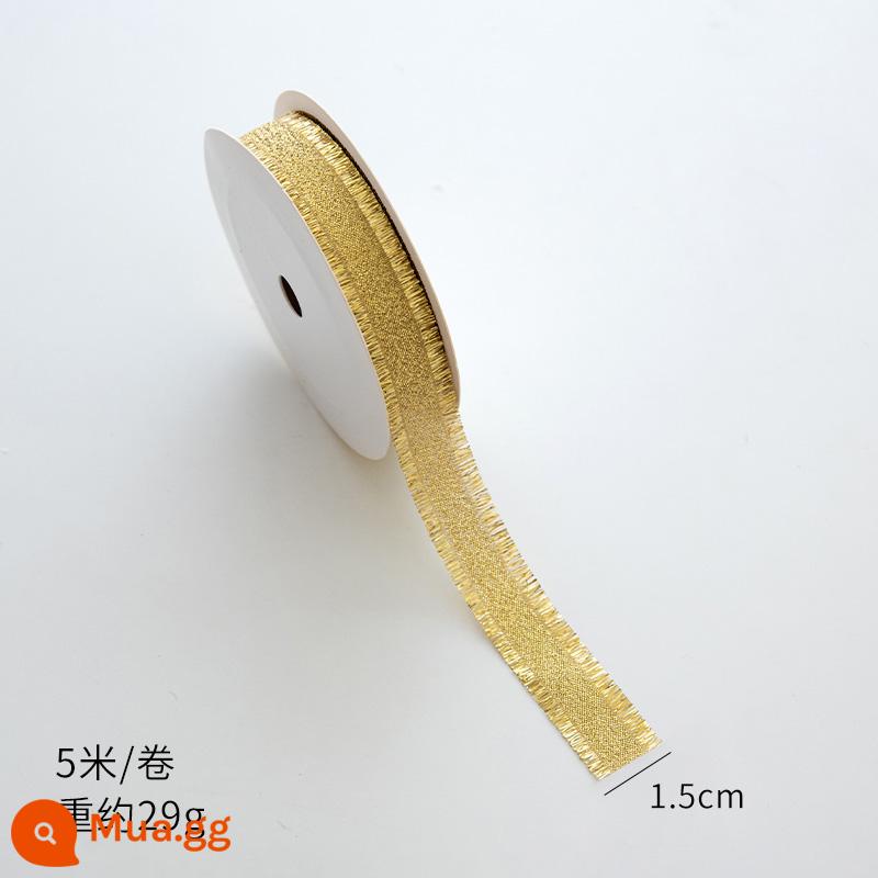 Nuoqi 5m thư Giáng sinh ribbon ribbon diy hộp quà tặng bao bì bowknot nung ruy băng đồ trang trí Giáng sinh - Ruy băng vàng lấp lánh 1,5 cm