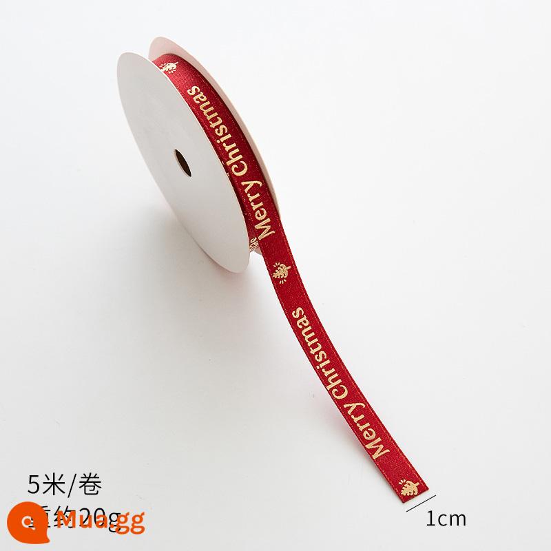 Nuoqi 5m thư Giáng sinh ribbon ribbon diy hộp quà tặng bao bì bowknot nung ruy băng đồ trang trí Giáng sinh - Chữ đỏ 1cm