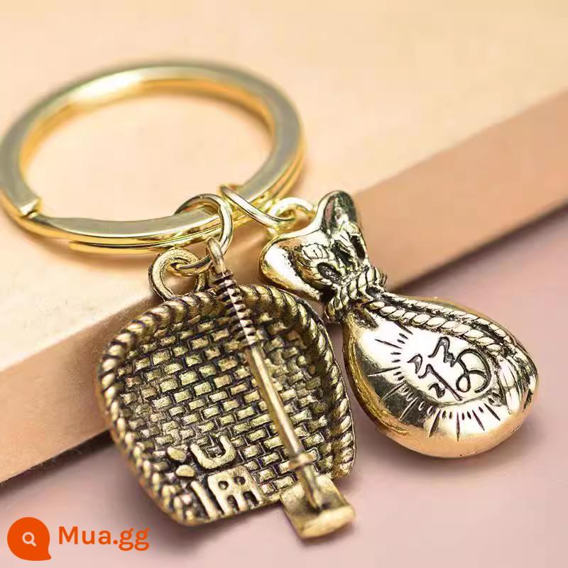 12 miếng | Cung hoàng đạo bầu hót rác cuốc móc chìa khóa ô tô mặt dây chuyền handmade vòng chìa khóa cao cấp và tinh tế - Thùng rác + cuốc + vòng tròn lớn + túi đựng tiền