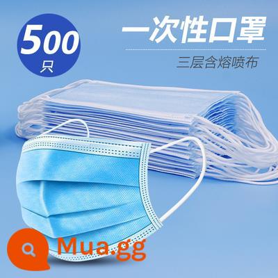 50 chiếc 100 chiếc trong kho mặt nạ dùng một lần độc quyền ba lớp bảo vệ chống bụi thoáng khí cho người lớn dành cho nam và nữ. - 500 miếng (màu xanh dành cho người lớn)