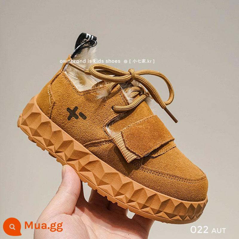 Boots tuyết tích hợp lông trẻ em 2022 Mùa đông mới nhung Boys Bông dày Giày bông Girl Boots Boots - Lạc đà thấp hàng đầu