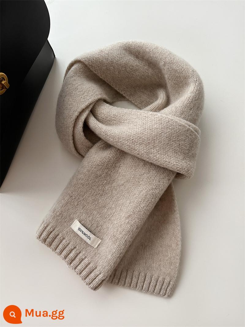 Khăn len cừu nguyên chất Úc chọn lọc 100% khăn cashmere mới màu trơn đa năng khăn quàng dệt kim ấm áp mùa đông dành cho nam và nữ - W-off-white [len nguyên chất của Úc]