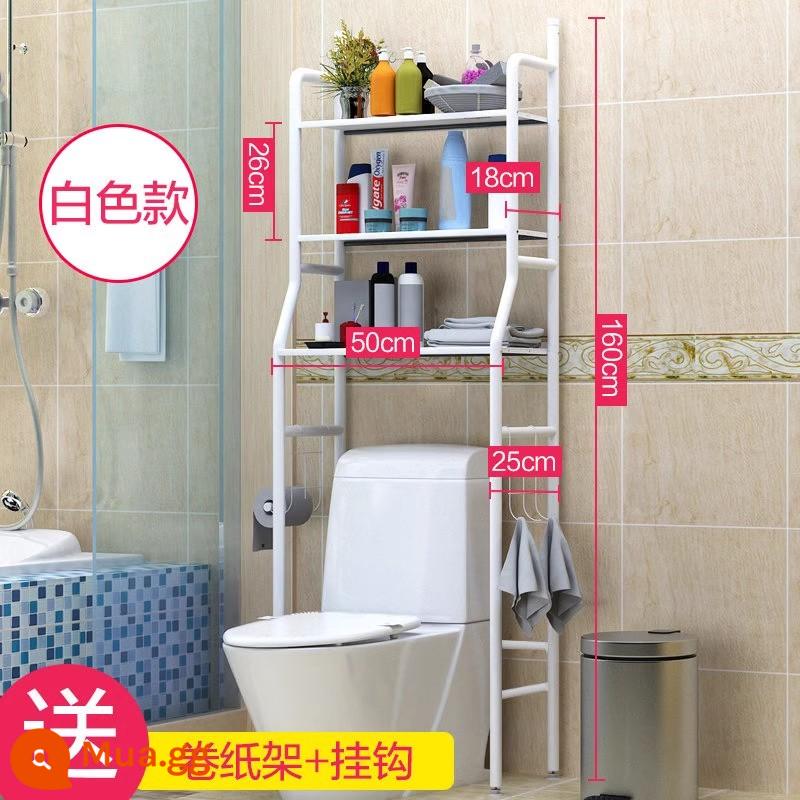 Phòng trang điểm kệ nhà tắm cao từ trần đến sàn toilet nhà tắm toilet chậu rửa giá treo máy giặt toilet kệ đựng đồ - Giá đỡ bồn cầu màu trắng ba tầng thời trang có giá 39,9 nhân dân tệ