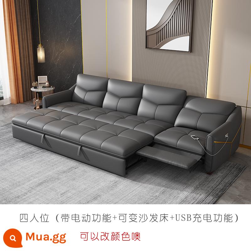 Điện Đa Năng Sofa Giường Đôi Có Thể Thu Vào Hàng Thẳng 4 Chỗ Phòng Khách Căn Hộ Nhỏ Đầu Sofa Da Lớp Da Bò - 2.75 Xe 4 chỗ (chức năng điện + sofa giường)