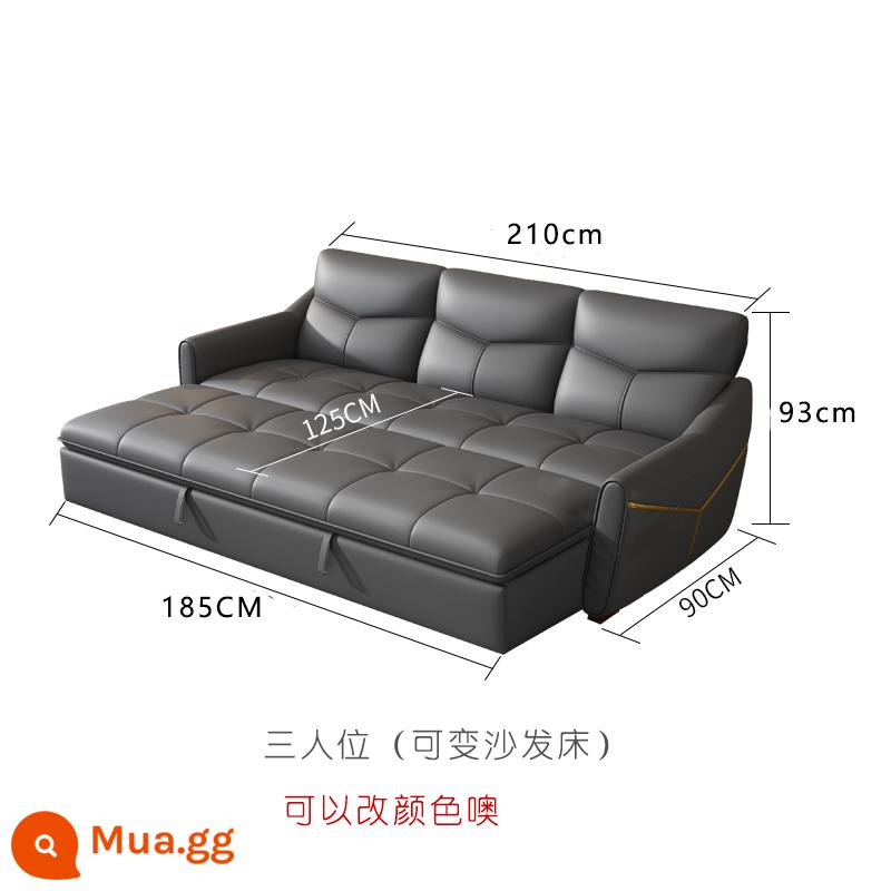 Điện Đa Năng Sofa Giường Đôi Có Thể Thu Vào Hàng Thẳng 4 Chỗ Phòng Khách Căn Hộ Nhỏ Đầu Sofa Da Lớp Da Bò - Xe 3 chỗ 2,1m (giường sofa có thể thay đổi)